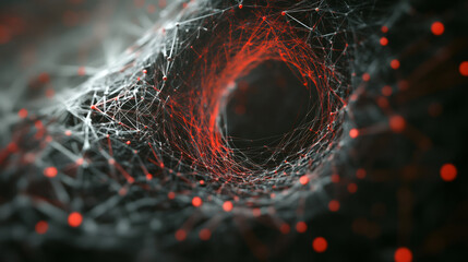 Aufkleber - Red glowing tunnel of plexus structure symbolizing data transfer and network growth