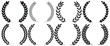 © mntosman99 - Set of circular laurel wreath. Emblem floral Greek branch of oak leaves, eucalyptus leaf, Wheat, winner award, champion medal, swirls, twigs and flower ornaments vector.
