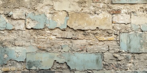 Poster - Ancient wall texture featuring weathered concrete bricks creates a captivating backdrop. This ancient wall texture highlights the unique characteristics of the aged concrete bricks.
