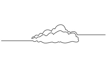 Wall Mural - Clouds one continuous line drawing, Vector illustration drawn with one continuous line of clouds in the sky. Single line concept of overcast cloudy weather, Cloud one line drawing.