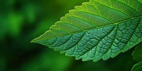 Aufkleber - Fresh leaf showcasing a vibrant green vegetative texture, highlighting the intricate details of the green vegetative texture that brings life to natural environments.