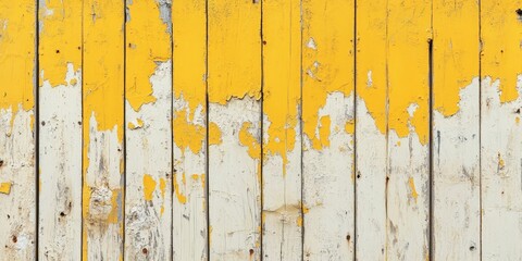 Poster - Golden yellow painted wood panel serves as an eye catching background, showcasing the unique texture and color of white painted wood, highlighted in this striking image featuring number 6734.
