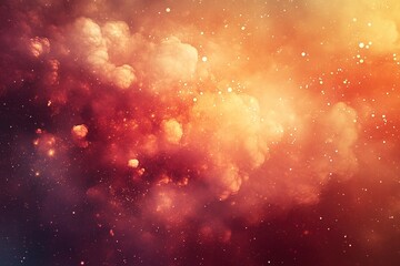 Wall Mural - Vivid cosmic nebula with glowing orange and red clouds, sparkling stars, and a deep space background, creating a celestial and vibrant abstract scene.
