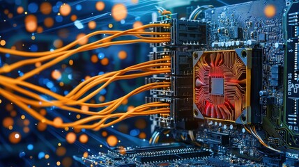 Poster - Exploring the inner workings of a modular power supply unit technology lab close-up image high-tech environment detailed view power management concepts for enhanced efficiency