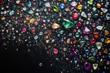 Wall Mural - multicolored gemstones on a black background