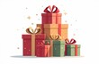 © Margarita Serenko - Merry Christmas and New Year collection. watercolor gift boxes. Perfect for Christmas invitations, Birthday invitations