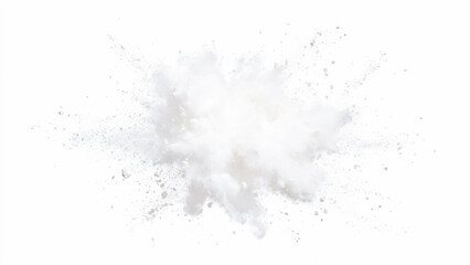 Bright white paint color powder explosion. Gray powder explosion with dark colors isolated white background. Abstract powder splatted on white background, freeze motion of black powder exploding.