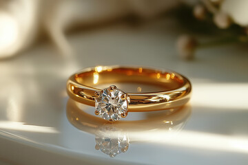 Wall Mural - jewelry golden ring for engagement