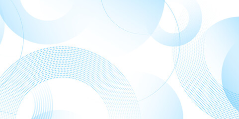 Wall Mural - blue background with white circle rings. blue gradient minimal vector background with circle differe