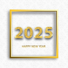 Wall Mural - 2025 New Year Golden Frame Ornaments Wallpaper