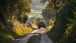 © Daily Stock - A narrow road jammed due to an agricultural vehicle moving slowly.