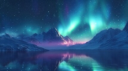 northern lights reflecting in a frozen lake