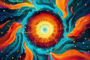 Wall Mural - Cosmic eye, swirling nebula, vibrant colors.