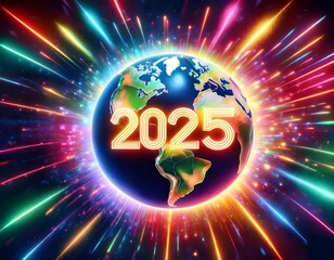 Wall Mural - happy new year 2025. global new year concepts