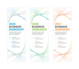 Wall Mural - set of business banner design templates in modern, abstract pattern style for seminar, conference, w