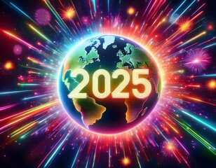 Wall Mural - happy new year 2025. global new year concepts