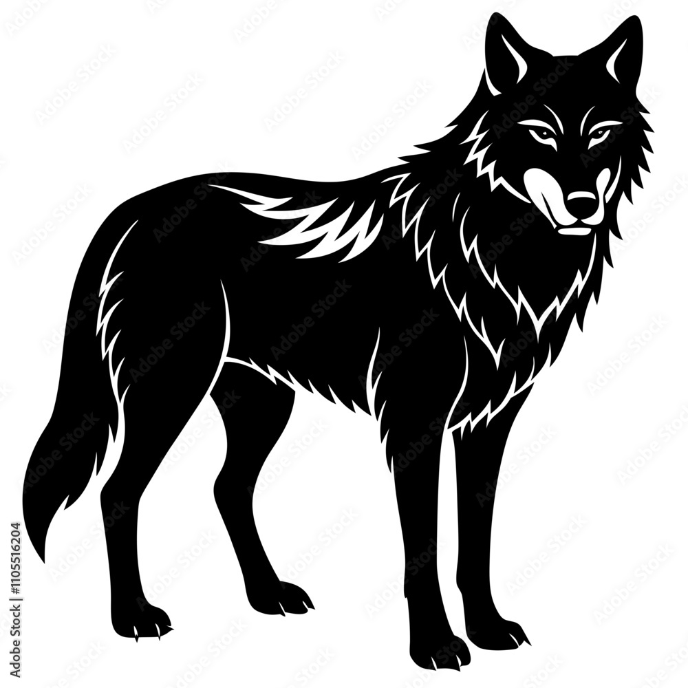 Vector artwork of a grey wolf, a fierce carnivorous wild animal ...