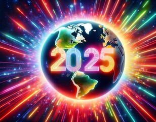 Wall Mural - happy new year 2025. global new year concepts