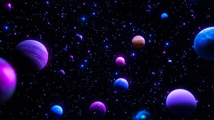 Wall Mural - vibrant planets and stars in deep space with nebula and cosmic dust