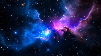 Wall Mural - vibrant blue and purple nebula in deep space with stars and cosmic dust