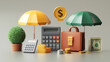 © Jhati - Financial planning tools arranged creatively on a neutral background with vibrant colors