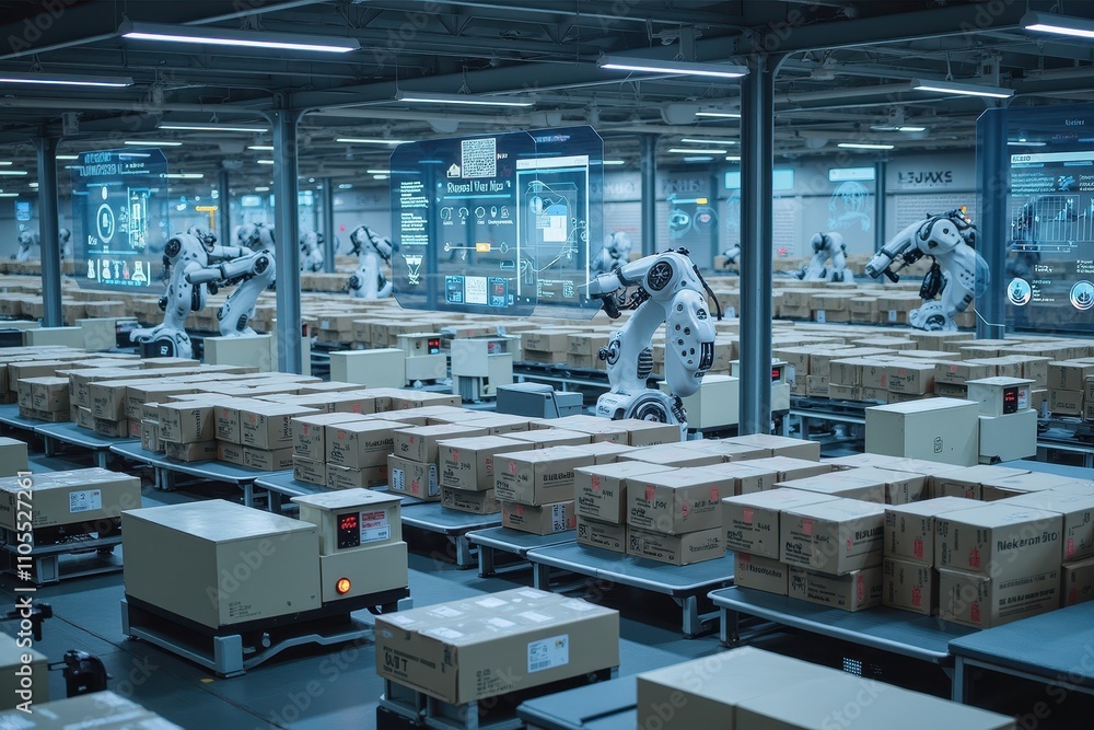 Advanced Robotic Automation in Modern Warehouse for Efficient Package ...
