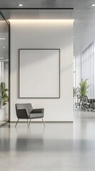Wall Mural - 9. a clean, professional office space with an empty wall in the center, framed by modern furniture