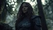 © talkative.studio - Woman Warrior in Dark Armor Stands in Forest