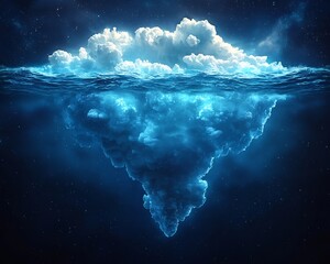 Wall Mural - massive digital iceberg representing hidden cloud computing processes