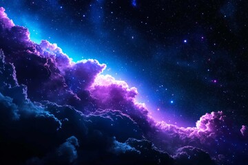 Wall Mural - cosmic purple and blue nebula clouds with starry background in deep space