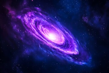 Wall Mural - bright purple spiral galaxy in deep space with stars and nebulae