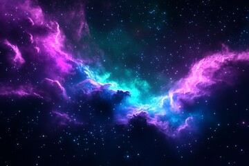 Wall Mural - stunning deep space nebula with bright purple and blue galactic clouds and stars