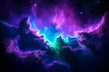Wall Mural - stunning galactic nebula with bright purple and blue clouds in outer space