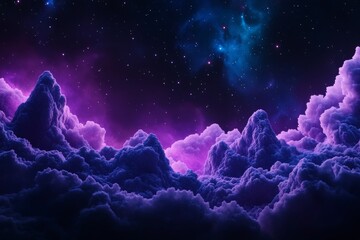 Wall Mural - majestic purple and blue nebula with cosmic clouds and stars in deep space