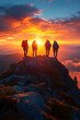 © Siasart - Sunrise Hikers Mountaintop Landscape