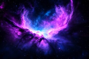Wall Mural - vibrant purple and blue galactic nebula with bright stars in outer space