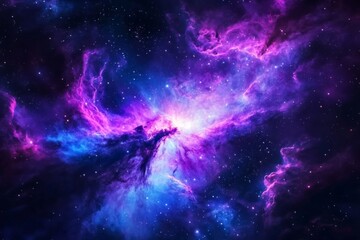 Wall Mural - vibrant purple and blue nebula in deep space with stars and cosmic clouds