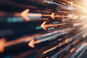 Wall Mural - dynamic flow of light and data in abstract digital background with arrows