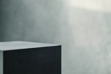 Fototapete - This image captures a minimalist black and white aesthetic with a sharp corner, highlighting the interplay between light and shadow on smooth surfaces.