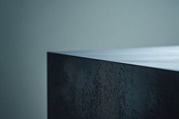 Poster - A minimalist depiction of a textured black cube's corner, reflecting a modern artistic style with focus on simplicity and geometry in its presentation.
