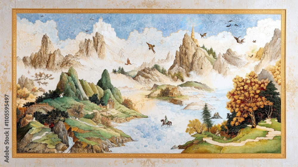 Exploring Mythical Realms Persian Miniature Landscape Art Persia