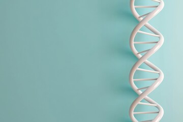 white dna helix model against soft turquoise background