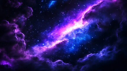 Wall Mural - stunning purple and blue galaxy with stars