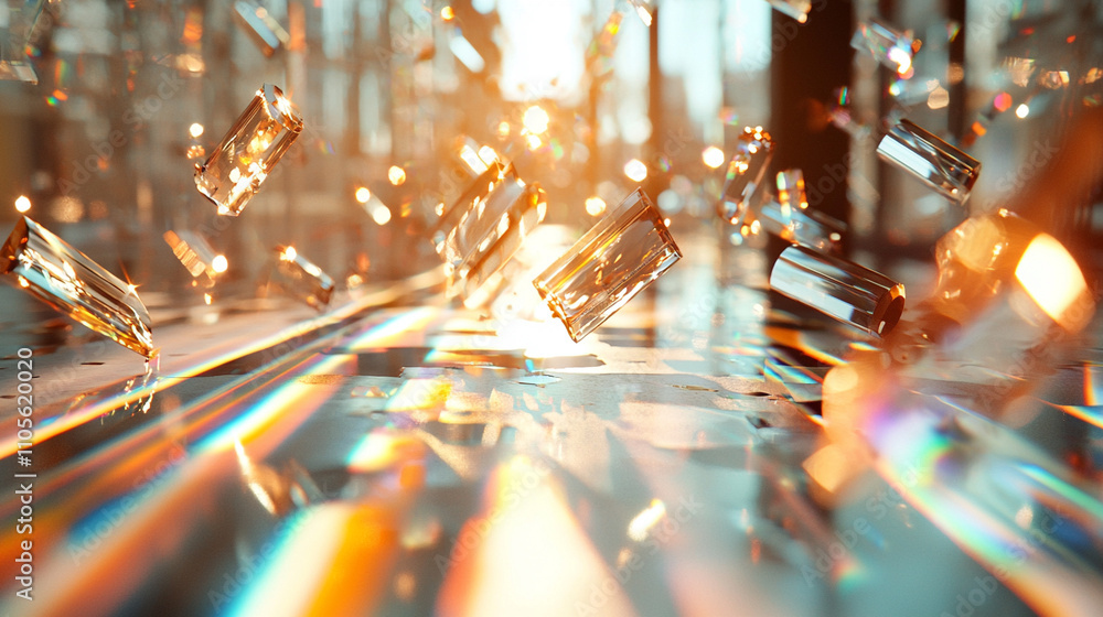 Dynamic light refraction urban space digital art modern environment ...