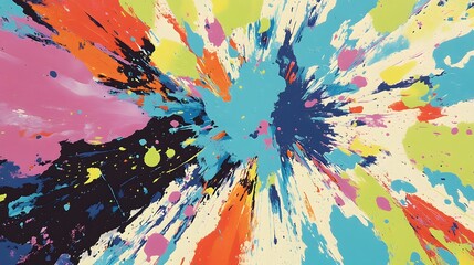 Wall Mural - abstract colorful expressive paint splatter artwork