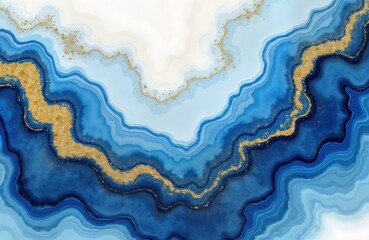 Poster - Abstract art design with blue, gold colors. Liquid marble effect. Swirls of white, blue watercolour. Golden glitter adds depth. Artistic pattern ideal for wallpaper. Looks like ocean wave beautiful