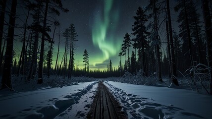 Northern Lights Dancing Across the Arctic Night Horizon