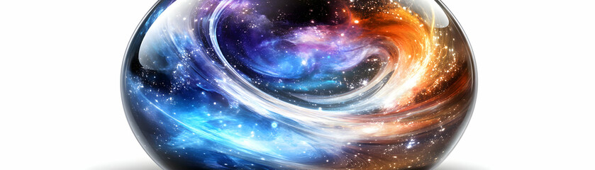 Wall Mural - 3d render of a glass sphere containing a swirling galaxy background