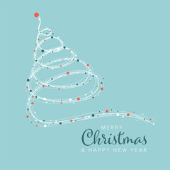 Wall Mural - simple modern merry christmas and happy new year card template with abstract pattern on christmas tr