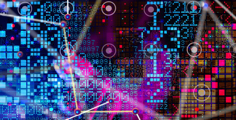 Aufkleber - Neural network 3D illustration. Big data and cybersecurity